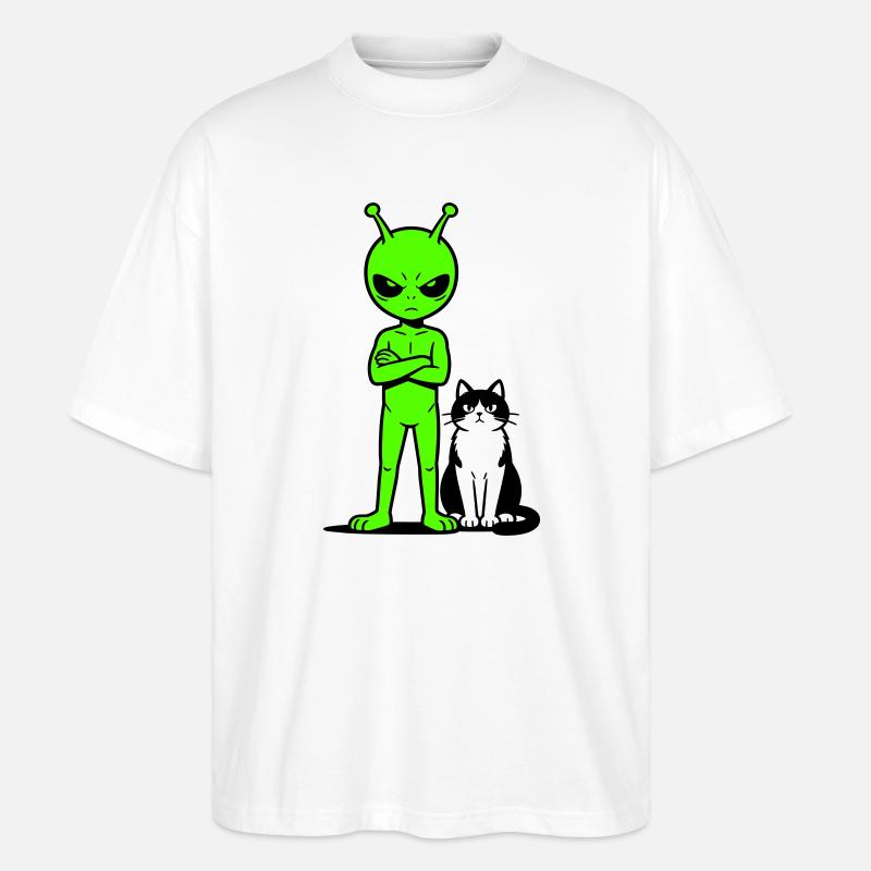 Alien Comic Humor - Stanley/Stella Oversized Unisex Organic T-shirt Blaster 2.0 - white