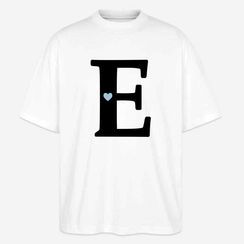 Letter E Initial point - Stanley/Stella Oversized Unisex Organic T-shirt Blaster 2.0 - white