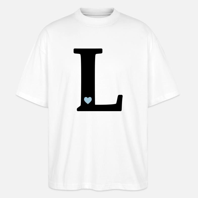point L Lettre initiale - T-shirt bio Blaster 2.0 coupe oversize Stanley/Stella Unisexe - blanc