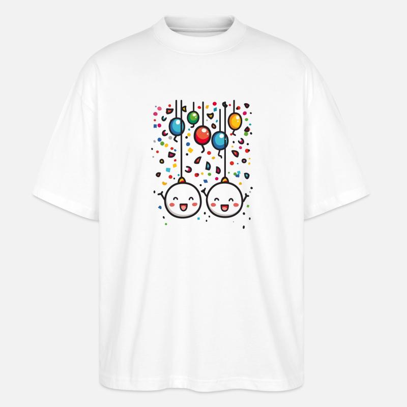 Fasnachtsfreude mit Konfetti - Stanley/Stella Oversized Unisex Bio T-Shirt Blaster 2.0 - Weiß