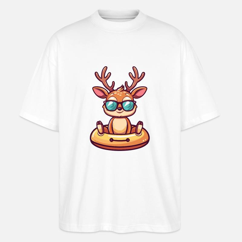 Cerf Bande Dessinée Cool - T-shirt bio Blaster 2.0 coupe oversize Stanley/Stella Unisexe - blanc