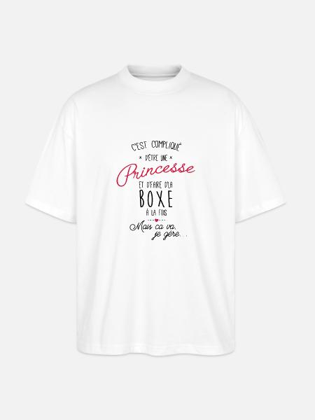 princesse et Boxe - boxeuse - T-shirt bio Blaster 2.0 coupe oversize Stanley/Stella Unisexe - blanc