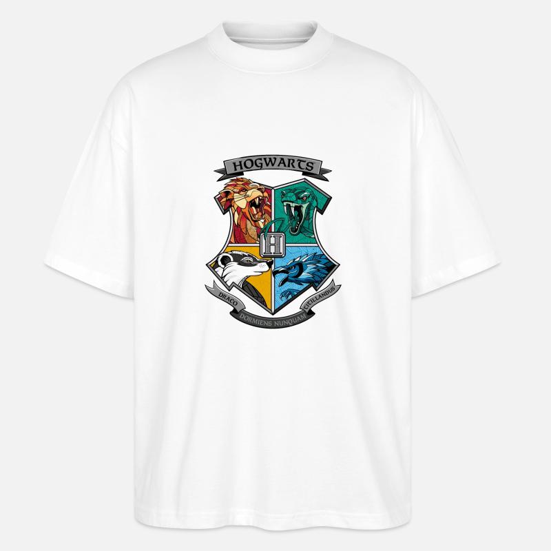 Harry Potter Hogwarts Logo - Stanley/Stella Oversized Unisex Bio T-Shirt Blaster 2.0 - Weiß