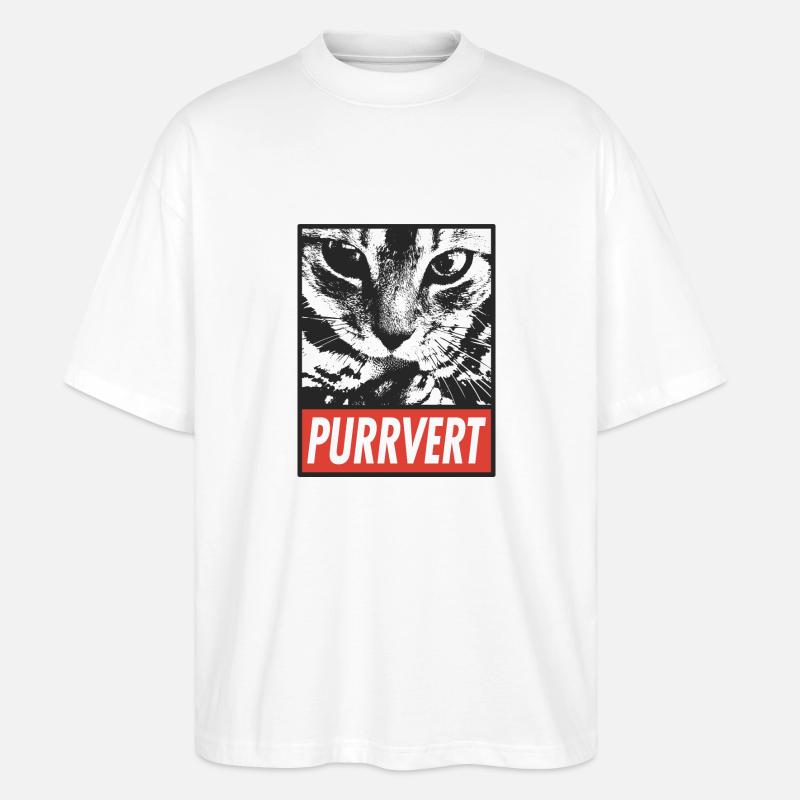 Purrvert – einzigartige Katzengrafik - Stanley/Stella Oversized Unisex Bio T-Shirt Blaster 2.0 - Weiß