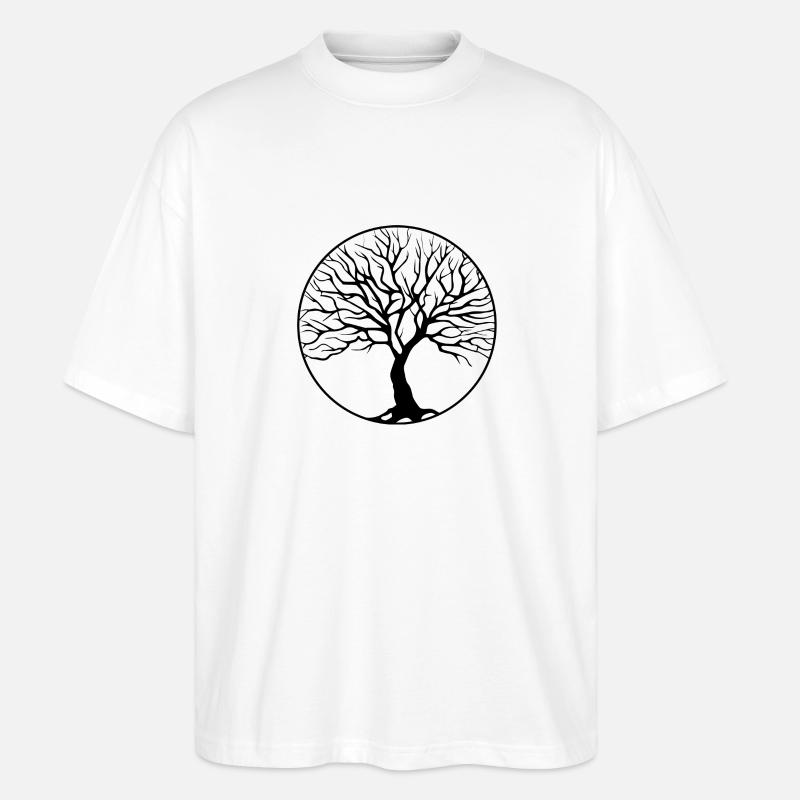 tree circle - Stanley/Stella Oversized Unisex Organic T-shirt Blaster 2.0 - white