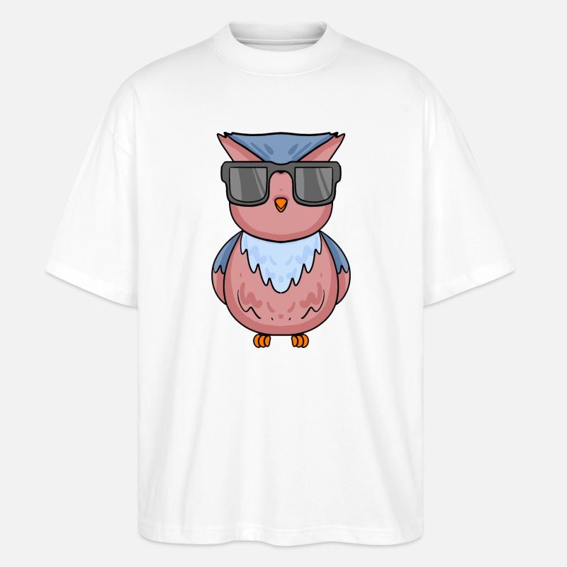 coole Eule mit Sonnenbrille - Stanley/Stella Oversized Unisex Bio T-Shirt Blaster 2.0 - Weiß