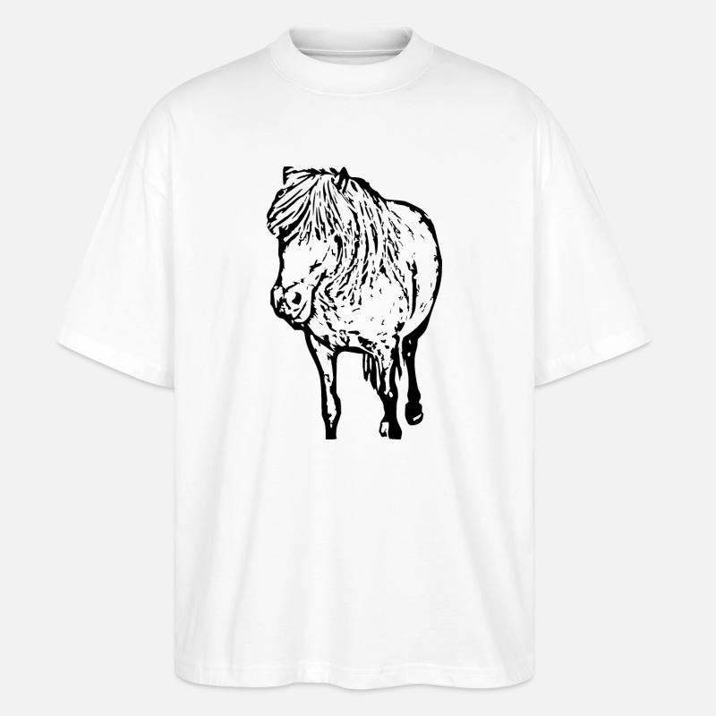 Pferde T-shirt Geschenk Reiter  - Stanley/Stella Oversized Unisex Bio T-Shirt Blaster 2.0 - Weiß