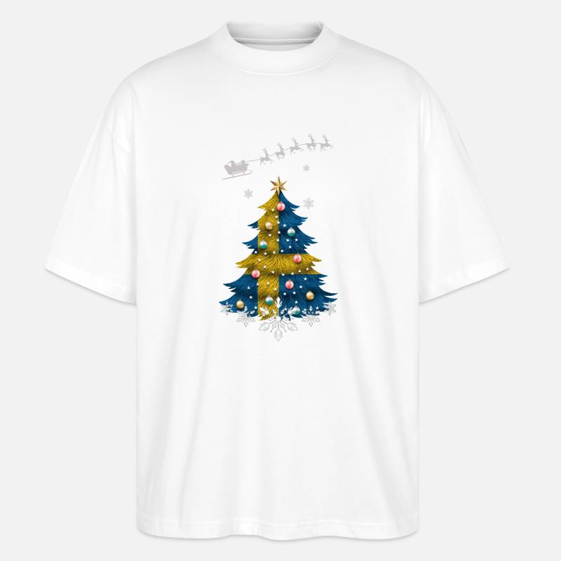 Weihnachtsbaum mit Schweden-Flagge - Stanley/Stella Oversized Unisex Bio T-Shirt Blaster 2.0 - Weiß