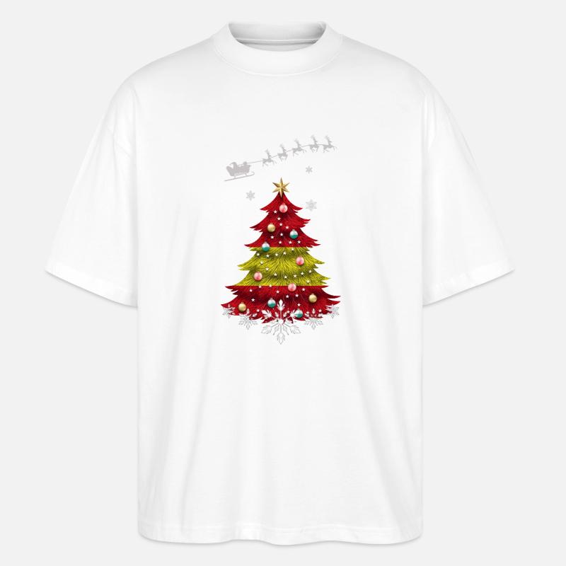 Weihnachtsbaum mit Spanien-Flagge - Stanley/Stella Oversized Unisex Bio T-Shirt Blaster 2.0 - Weiß