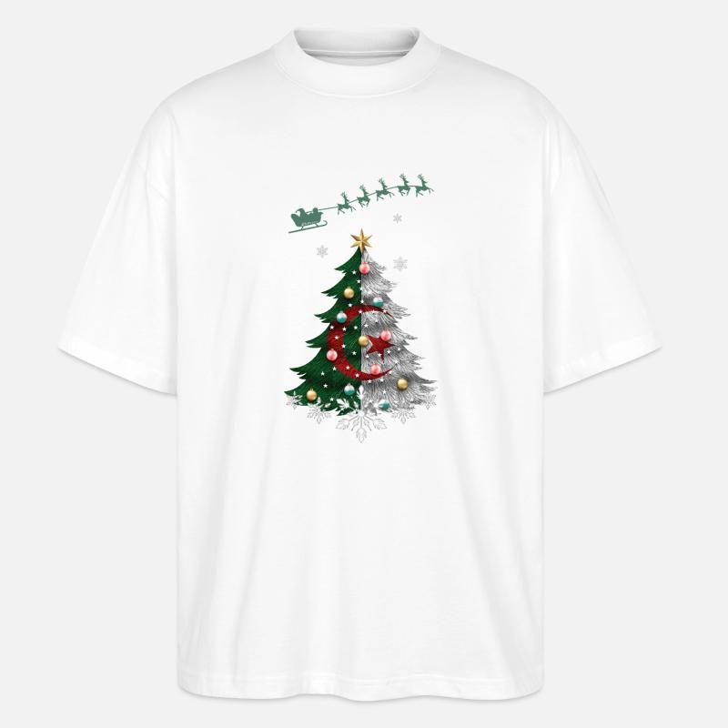 Weihnachtsbaum mit algerischer Flagge - Stanley/Stella Oversized Unisex Bio T-Shirt Blaster 2.0 - Weiß