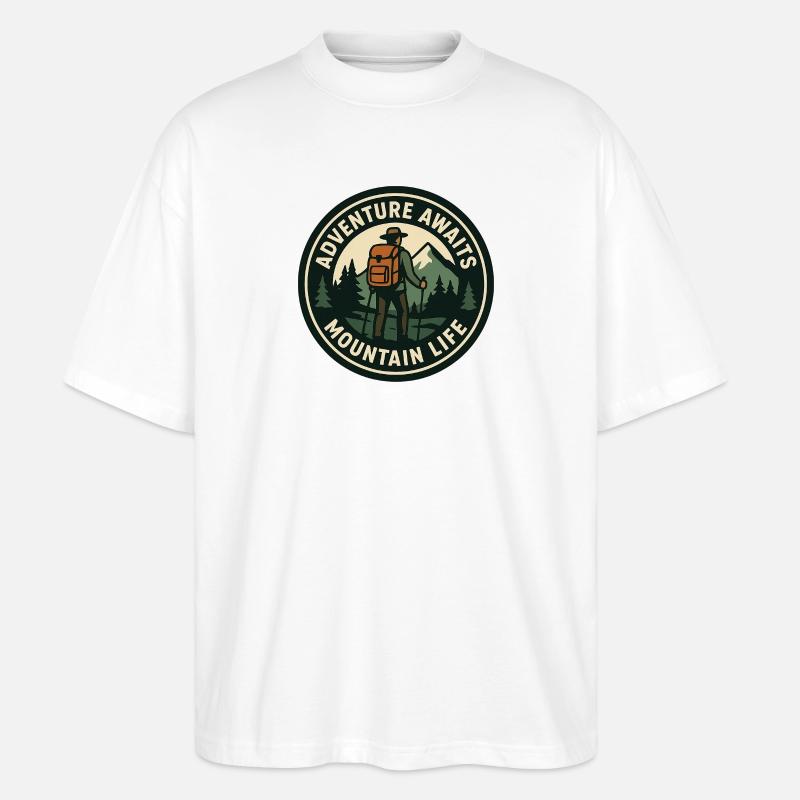 Abenteuer Warte Bergleben - Stanley/Stella Oversized Unisex Bio T-Shirt Blaster 2.0 - Weiß