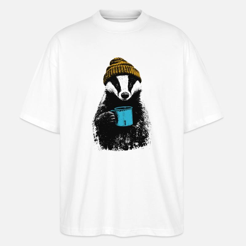 Coffee Badger - Stanley/Stella Oversized Unisex Organic T-shirt Blaster 2.0 - white