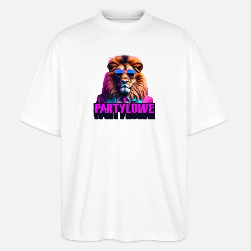 Partylöwe - Stanley/Stella Oversized Unisex Bio T-Shirt Blaster 2.0 - Weiß