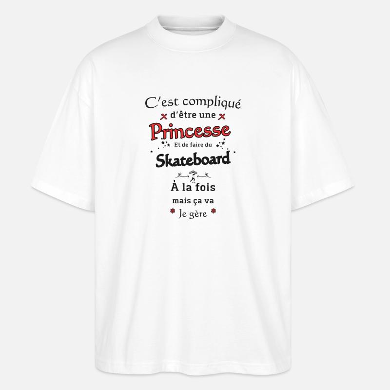 Princesse et Skateboard - T-shirt bio Blaster 2.0 coupe oversize Stanley/Stella Unisexe - blanc
