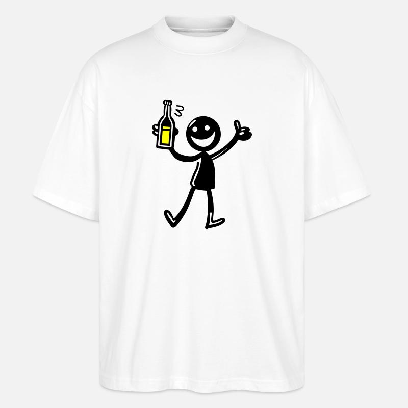 Drinking Comic Illustration Bier - Stanley/Stella Oversized Unisex Bio T-Shirt Blaster 2.0 - Weiß