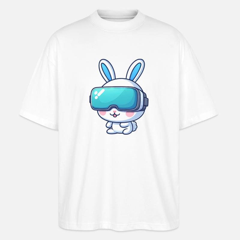 VR-Gaming Hase: Virtuelle Abenteuer - Stanley/Stella Oversized Unisex Bio T-Shirt Blaster 2.0 - Weiß