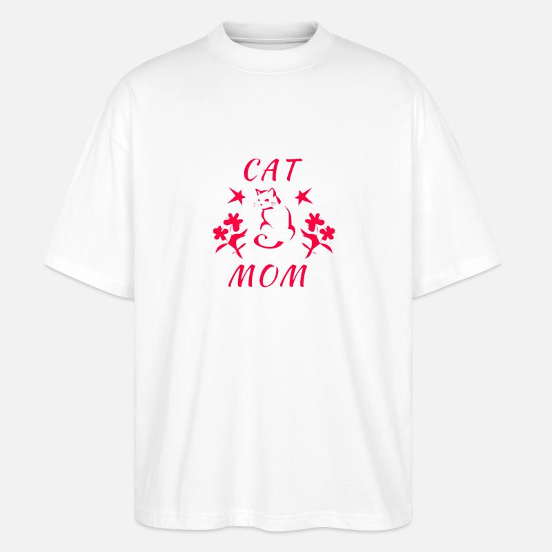 Cat Mom - Stanley/Stella Oversized Unisex Bio T-Shirt Blaster 2.0 - Weiß
