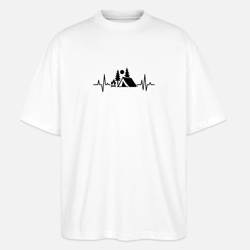 Herzschlag am Campingabend - Stanley/Stella Oversized Unisex Bio T-Shirt Blaster 2.0 - Weiß