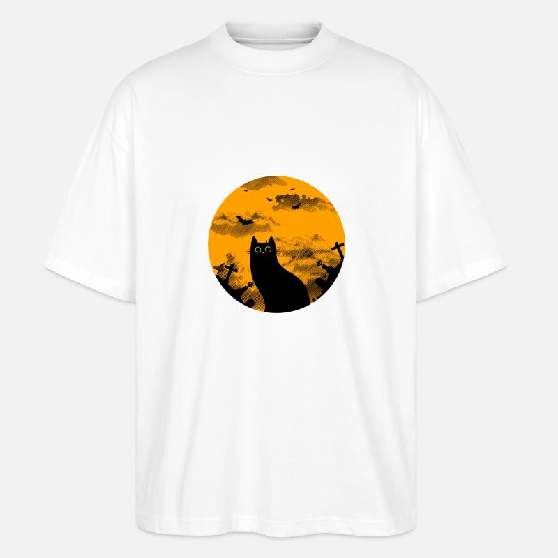 Die Halloween-Katze - Stanley/Stella Oversized Unisex Bio T-Shirt Blaster 2.0 - Weiß