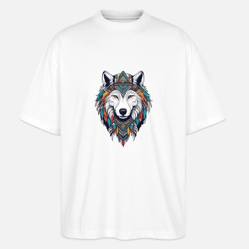 Arktischer Wolf - Stanley/Stella Oversized Unisex Bio T-Shirt Blaster 2.0 - Weiß