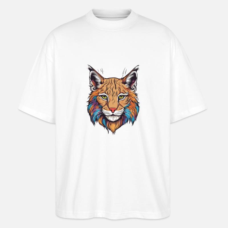 Luchs-Katze - Stanley/Stella Oversized Unisex Bio T-Shirt Blaster 2.0 - Weiß