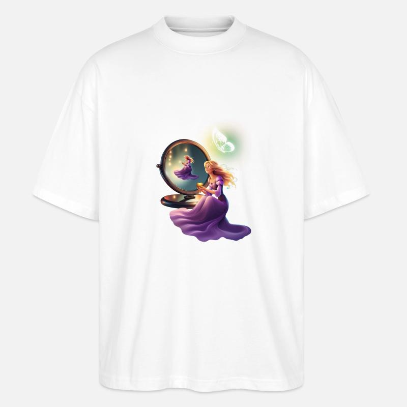 Prinzessin vor Spiegel - Stanley/Stella Oversized Unisex Bio T-Shirt Blaster 2.0 - Weiß