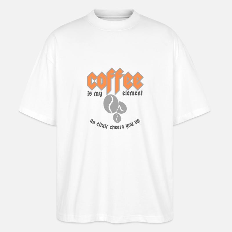 Le café est mon élément - T-shirt bio Blaster 2.0 coupe oversize Stanley/Stella Unisexe - blanc