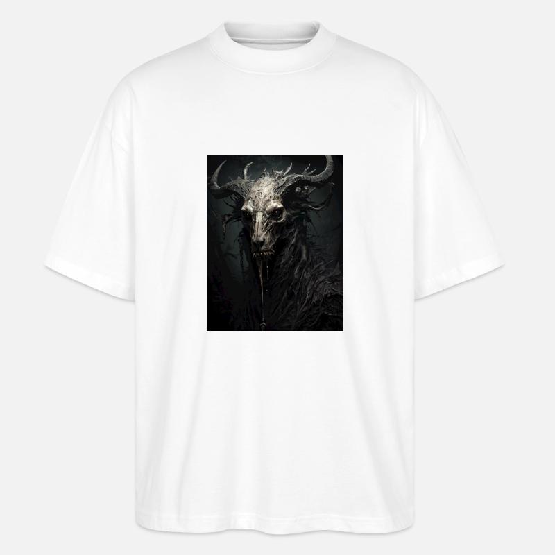 Dämonische Gestalt mit Hörnern - Stanley/Stella Oversized Unisex Bio T-Shirt Blaster 2.0 - Weiß