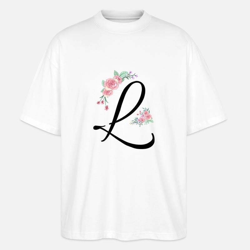 Buchstabe l Blumen - Stanley/Stella Oversized Unisex Bio T-Shirt Blaster 2.0 - Weiß