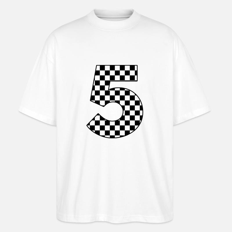 Nummer 5 Plaid - Stanley/Stella Oversized Unisex Bio T-Shirt Blaster 2.0 - Weiß
