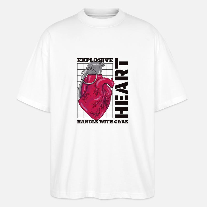 Explodierendes Herz - Stanley/Stella Oversized Unisex Bio T-Shirt Blaster 2.0 - Weiß