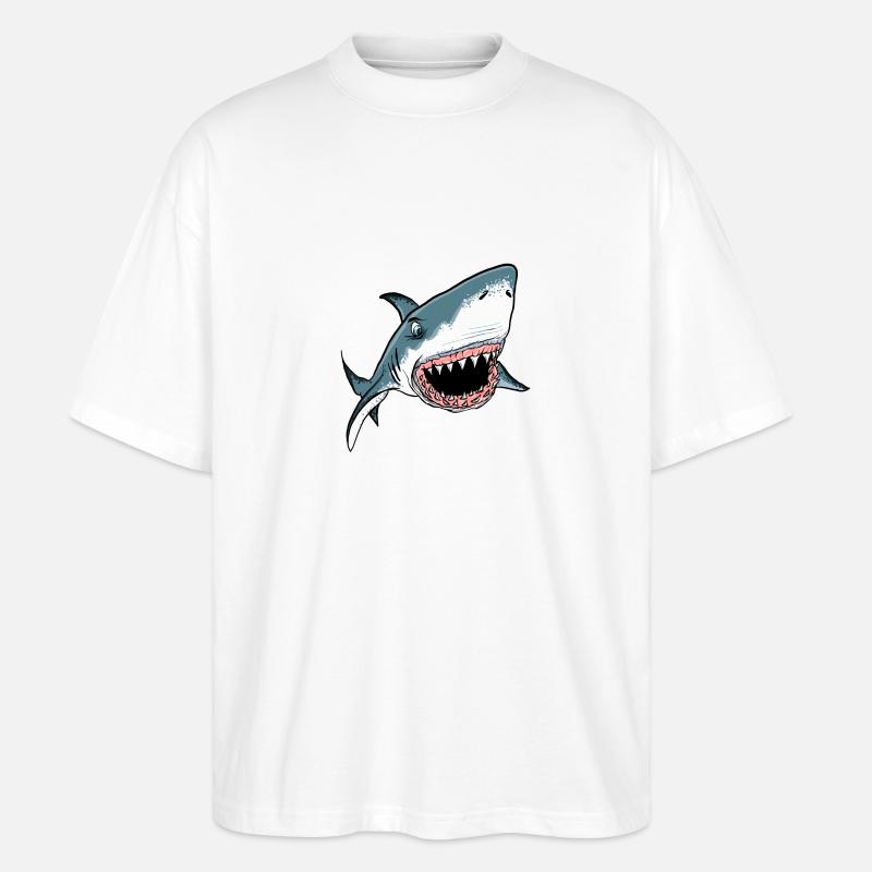 Tauch Dive Shark Hai - Stanley/Stella Oversized Unisex Bio T-Shirt Blaster 2.0 - Weiß