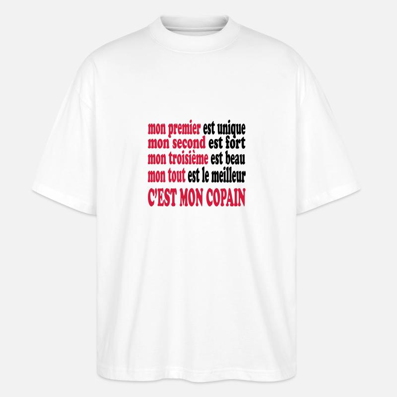 Mon copain est beau - T-shirt bio Blaster 2.0 coupe oversize Stanley/Stella Unisexe - blanc