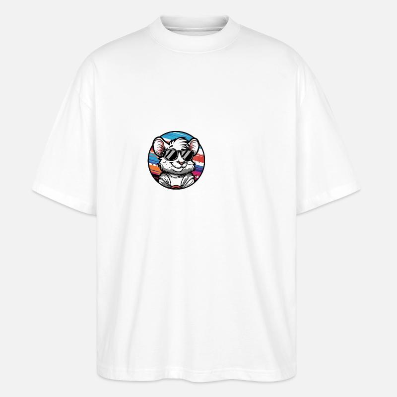 Maus Comic Cool Sommer - Stanley/Stella Oversized Unisex Bio T-Shirt Blaster 2.0 - Weiß