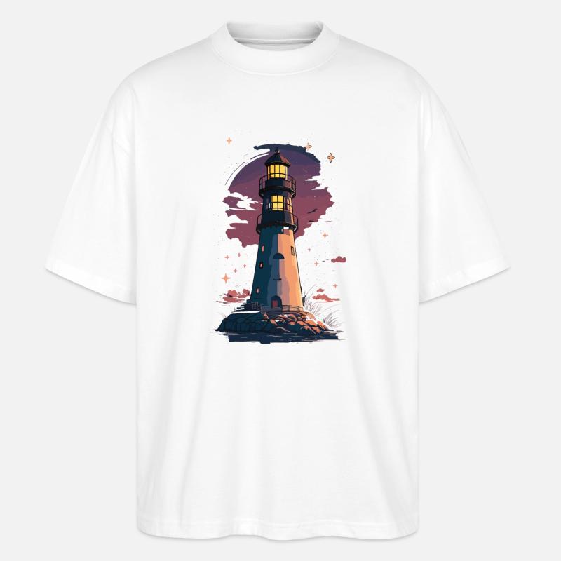 Sternennachtsleuchtturm am Meer - Stanley/Stella Oversized Unisex Bio T-Shirt Blaster 2.0 - Weiß