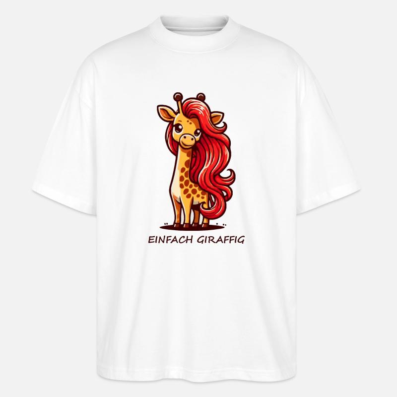 Einfach Giraffig – Süße Giraffe mit roter Mähne - Stanley/Stella Oversized Unisex Bio T-Shirt Blaster 2.0 - Weiß