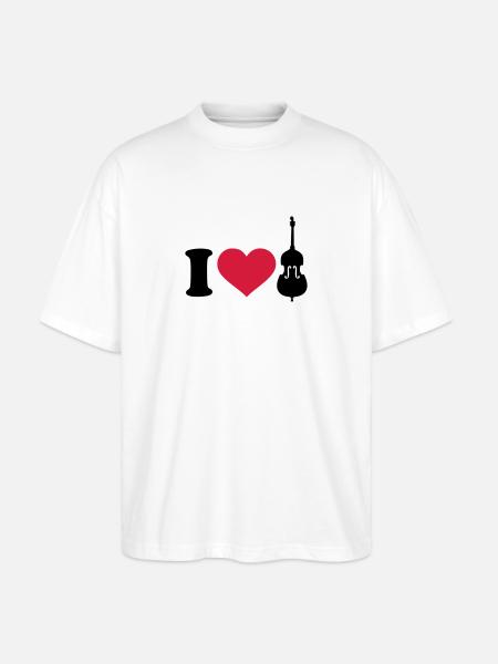 I love Contrabasse - T-shirt bio Blaster 2.0 coupe oversize Stanley/Stella Unisexe - blanc