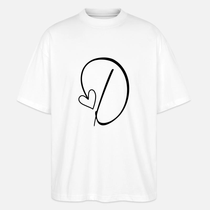 Lettre D Lettre D Calligraphie - T-shirt bio Blaster 2.0 coupe oversize Stanley/Stella Unisexe - blanc