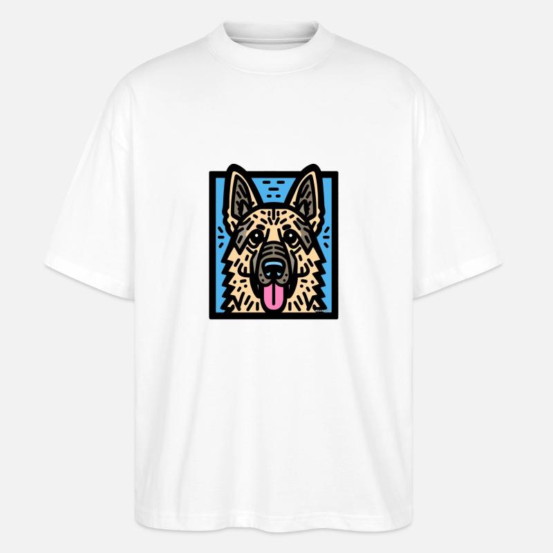 Deutscher Schäferhund Pop Art - Stanley/Stella Oversized Unisex Bio T-Shirt Blaster 2.0 - Weiß