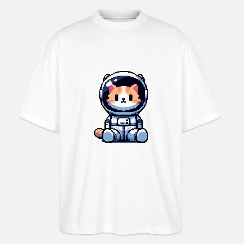 Cosmic Cat Entdecker - Stanley/Stella Oversized Unisex Bio T-Shirt Blaster 2.0 - Weiß