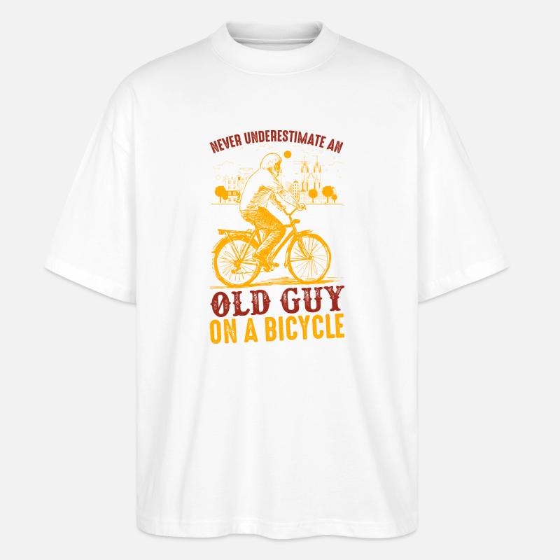 Never Underestimate Old Guy Bicycle - Stanley/Stella Oversized Unisex Bio T-Shirt Blaster 2.0 - Weiß