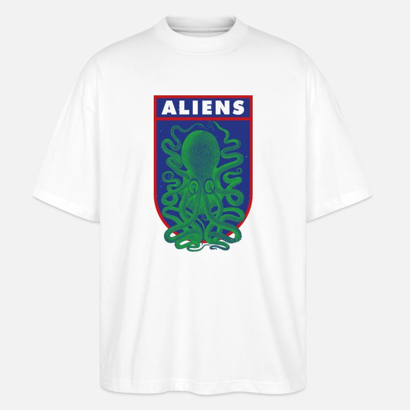 Oktopus-Aliens - Stanley/Stella Oversized Unisex Bio T-Shirt Blaster 2.0 - Weiß