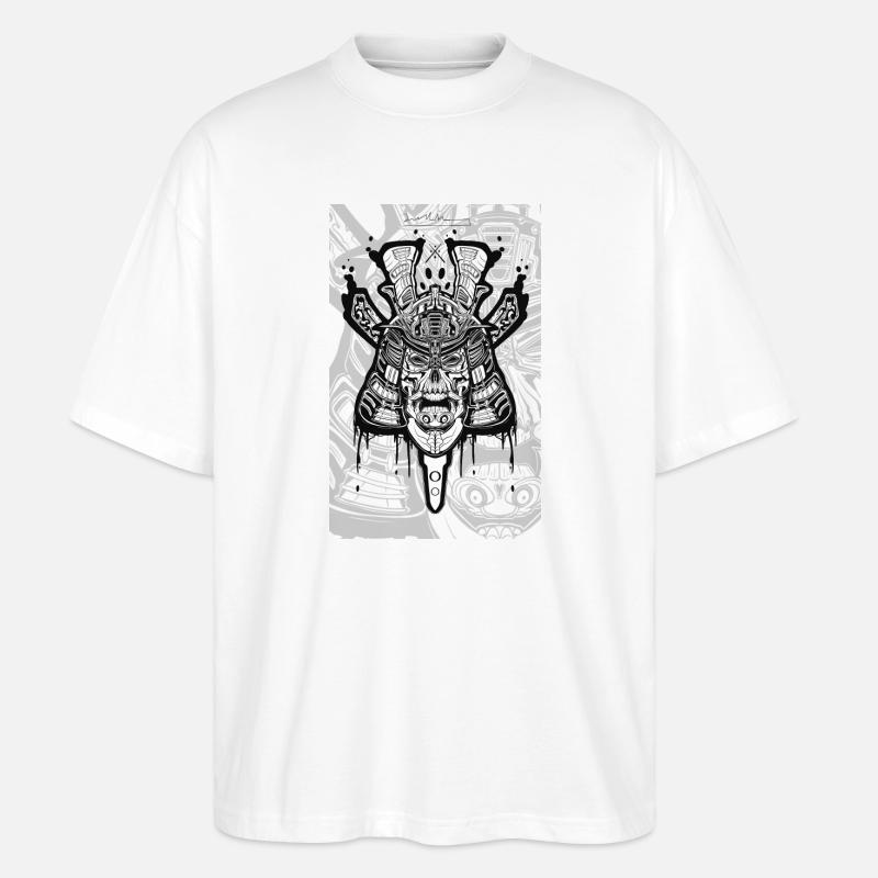 Samurai skull  - Stanley/Stella Oversized Unisex Bio T-Shirt Blaster 2.0 - Weiß
