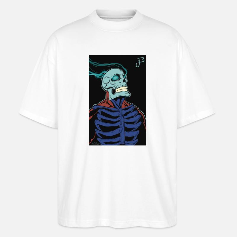 Squelette enflammé dans une cape - T-shirt bio Blaster 2.0 coupe oversize Stanley/Stella Unisexe - blanc
