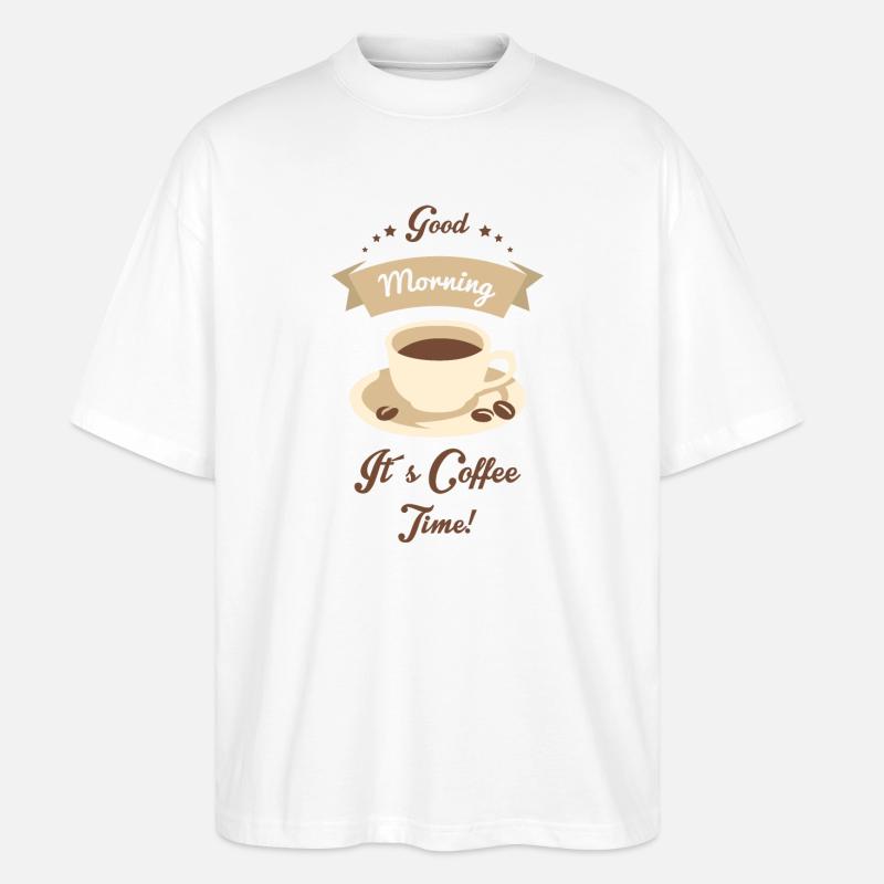 Bonjour, c’est l’heure du café - T-shirt bio Blaster 2.0 coupe oversize Stanley/Stella Unisexe - blanc