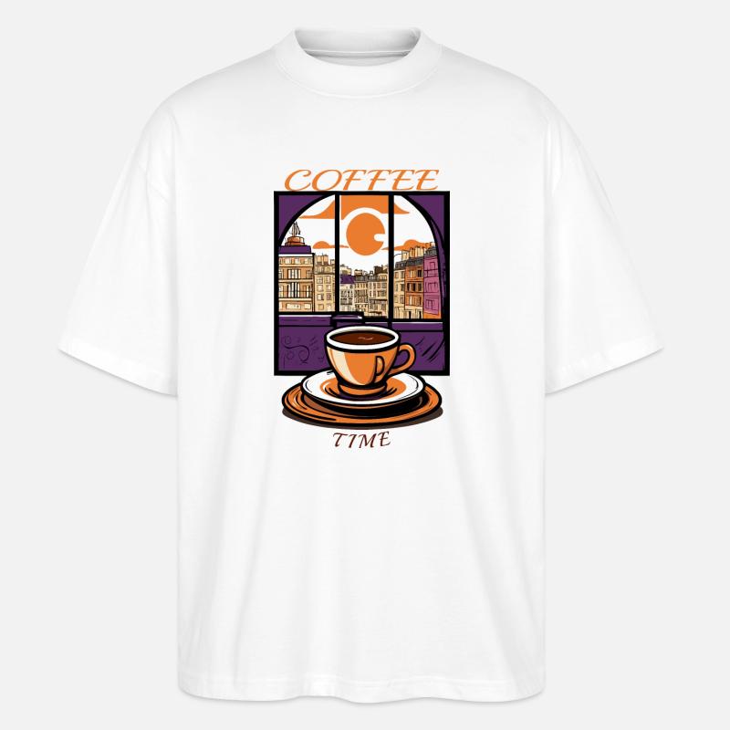 Kaffee Zeit - Stanley/Stella Oversized Unisex Bio T-Shirt Blaster 2.0 - Weiß