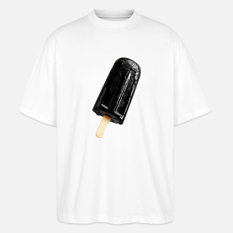 Glace sur bâtonnet noir - T-shirt bio Blaster 2.0 coupe oversize Stanley/Stella Unisexe - blanc