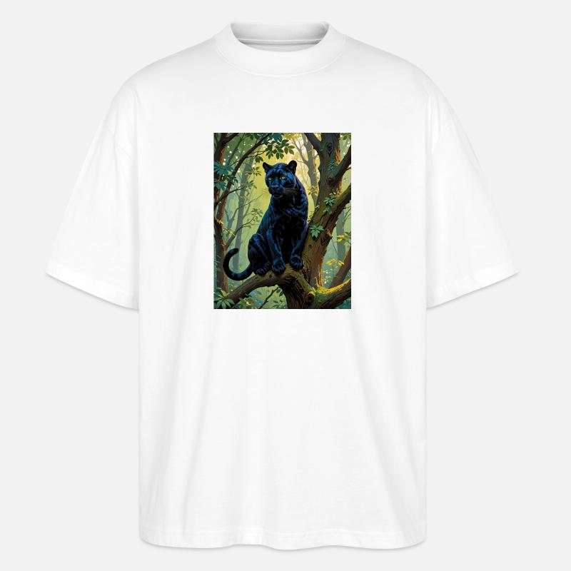 Schwarzer Panther im Dschungel - Stanley/Stella Oversized Unisex Organic T-shirt Blaster 2.0 - white
