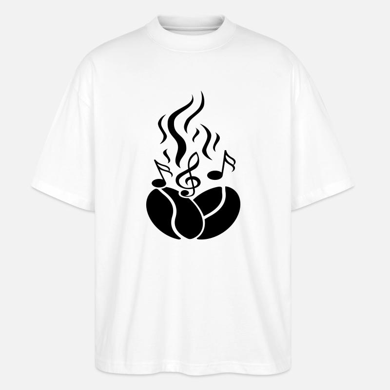 Kaffeebohnen mit Noten - Stanley/Stella Oversized Unisex Bio T-Shirt Blaster 2.0 - Weiß