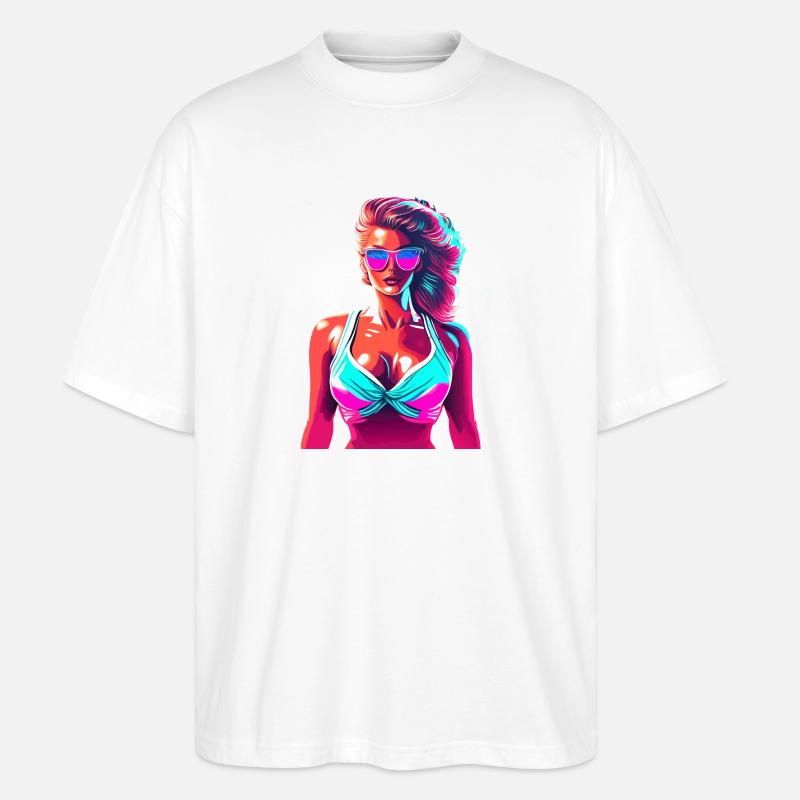 Fille de plage - T-shirt bio Blaster 2.0 coupe oversize Stanley/Stella Unisexe - blanc